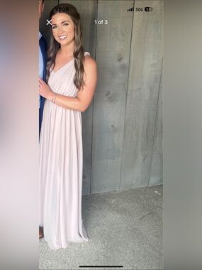 Elegant One-Shoulder Maxi Dress in Light Blush